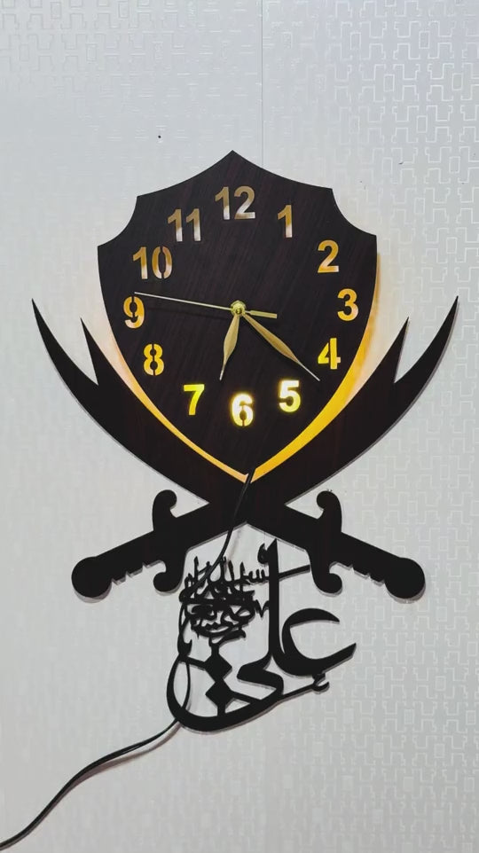 Sword of Hazrat Ali Zulfiqar Islamic Wall Decor  WITH CLOCK